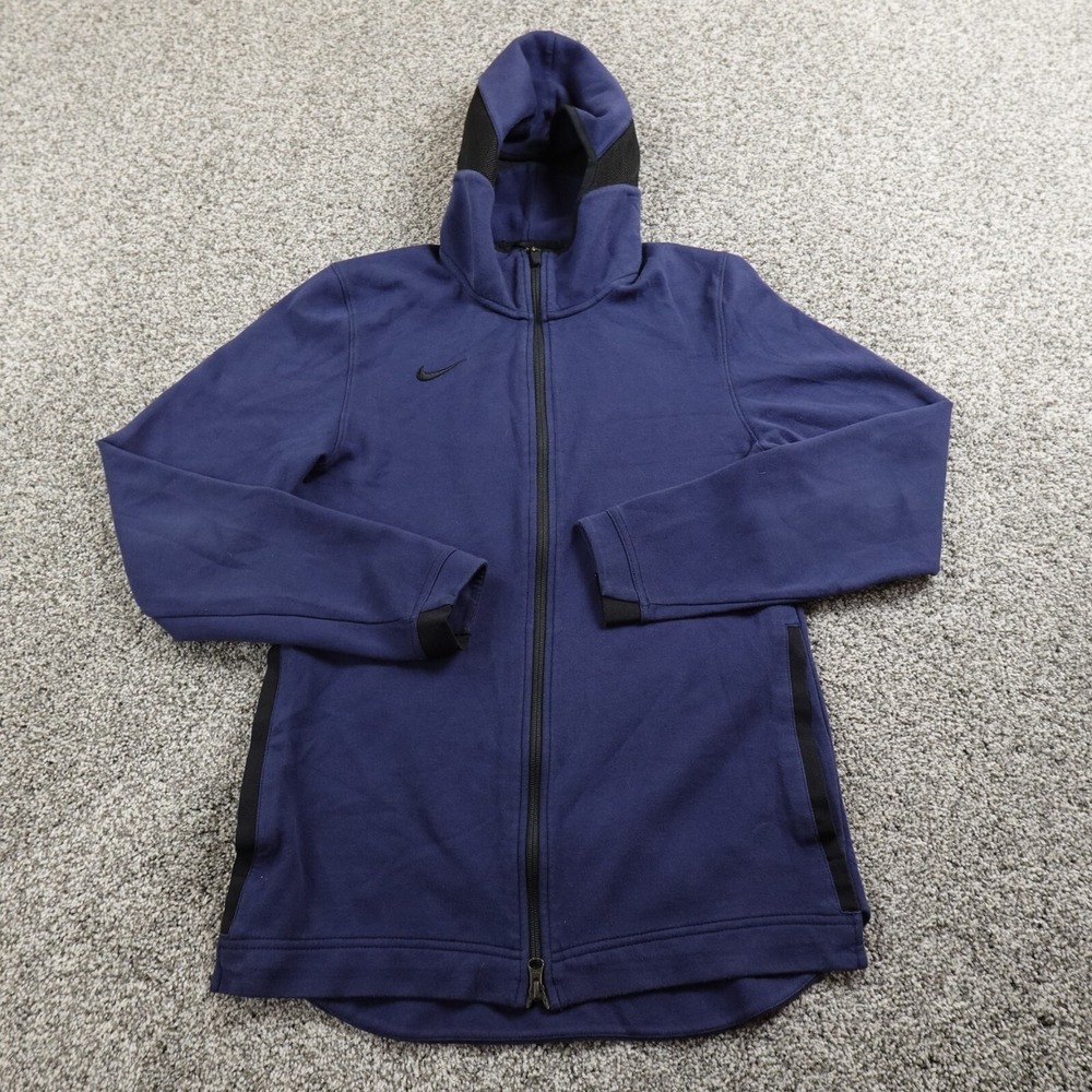 Nike Hoodie Mens S Blue Swoosh‎ Drifit Showtime Basketball Zip Sweatshirt Jacket